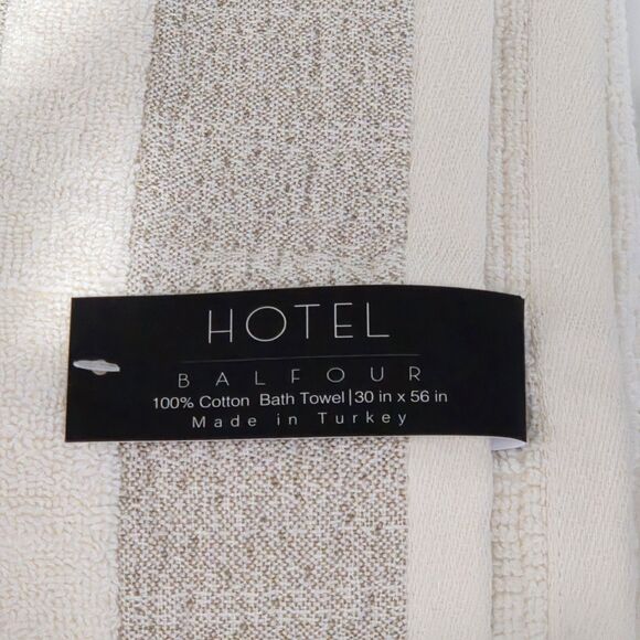 Hotel Balfour 4pc Cream And Taupe Turkish Cotton Towel Set 2 Bath 2 Hand - Picture 8 of 15
